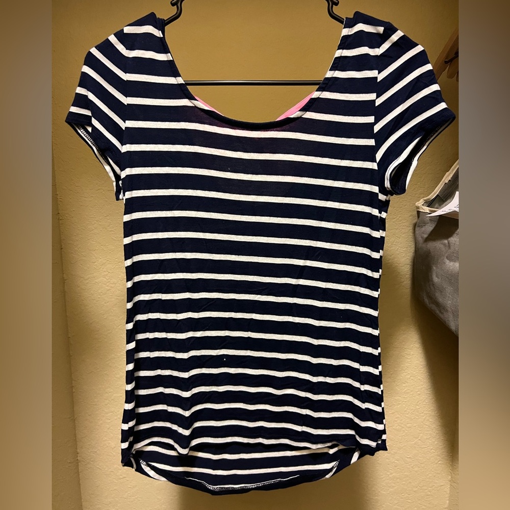 Striped short sleeve top